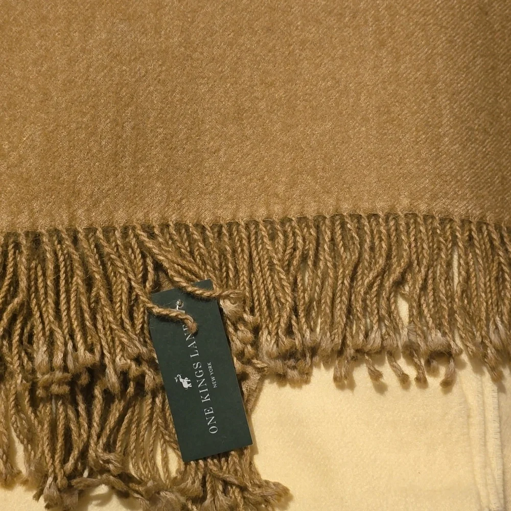 JOHANNA HOWARD Dip-Dye Throw, Camel, 100% Baby Alpaca, Retail Price $450.00US